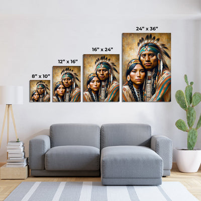 Custom Native American Couple Portrait Photo Canvas Art Gift Home Decor