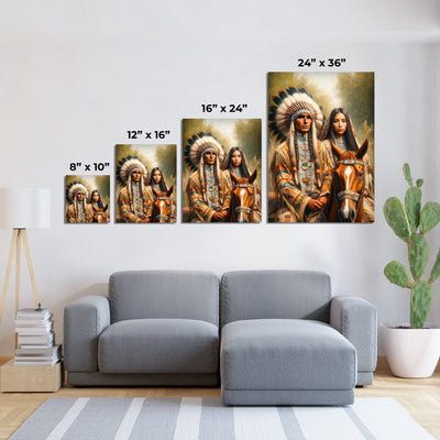 Custom Native American Couple And the Horse Photo Canvas Art Gift Home Decor