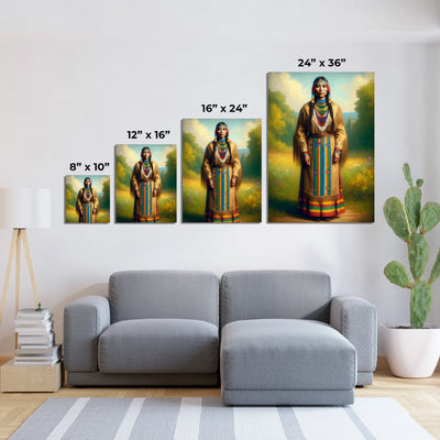 Custom Native American Women Standing Photo Canvas Art Gift Home Decor