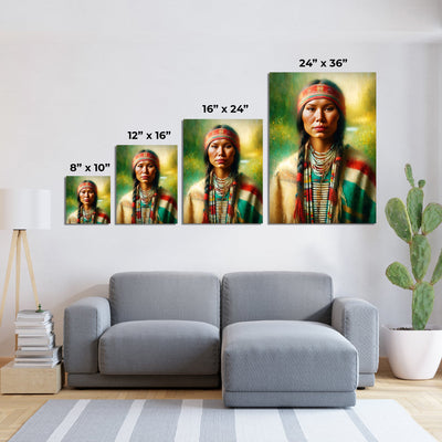 Custom Native American Women Portrait Photo Canvas Art Gift Home Decor