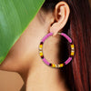 SALE 30% OFF - Handmade 3-Inch Hoop Round Pattern Beaded Earrings for Women