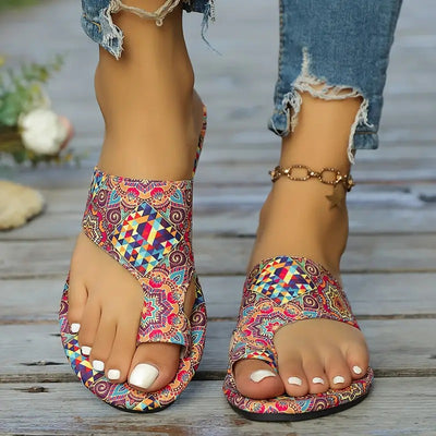 Slide Sandals Women's Ethnic Style Flower Pattern - Best for Gift, Daily And Beach 01