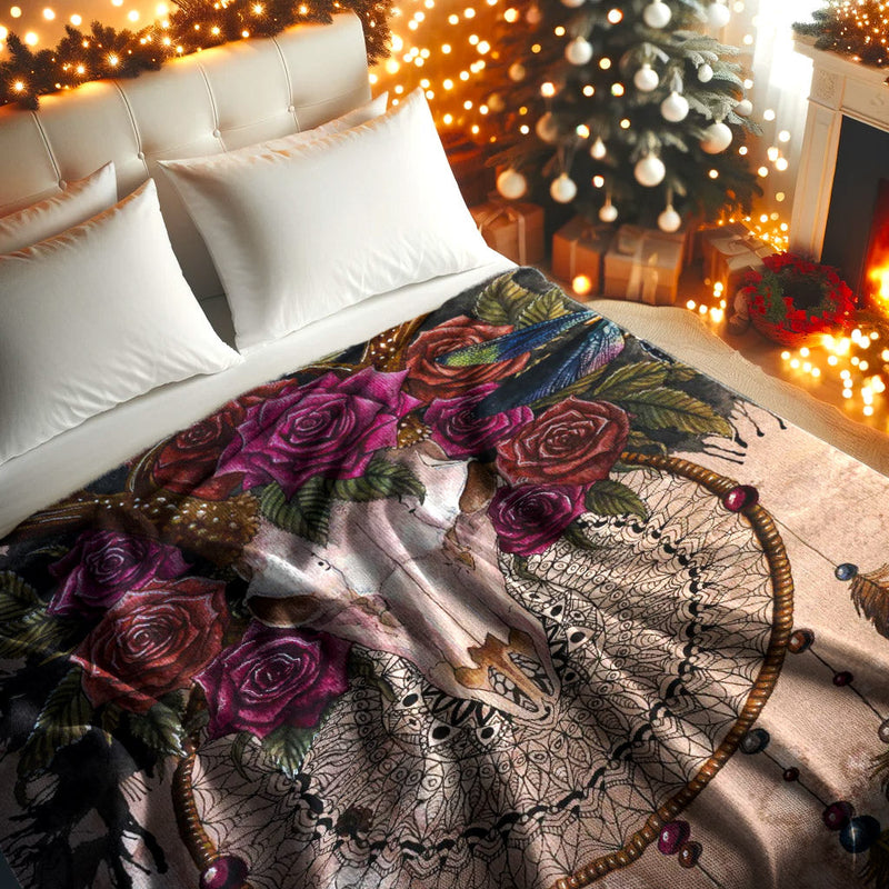 Native Dreamcatcher Rose Soft and Warm Fleece Blanket