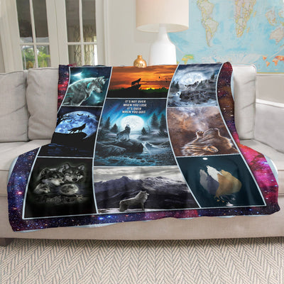 Native American Night Wolves Symbols Soft and Warm Fleece Blanket