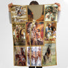 Native American Style Indigenous Family Soft and Warm Fleece Blanket