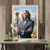 Custom Modern Native American Chief And Scepter Standing Portrait Photo Canvas Art Gift Home Decor