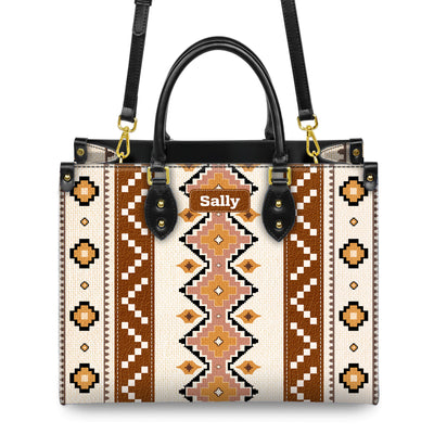 Personalized Leather Handbag for Women - Design Patten Boho Aztec Style LB04