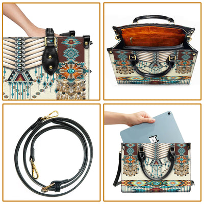 Turquoise Blue Pattern Breastplate Leather Handbag WCS011