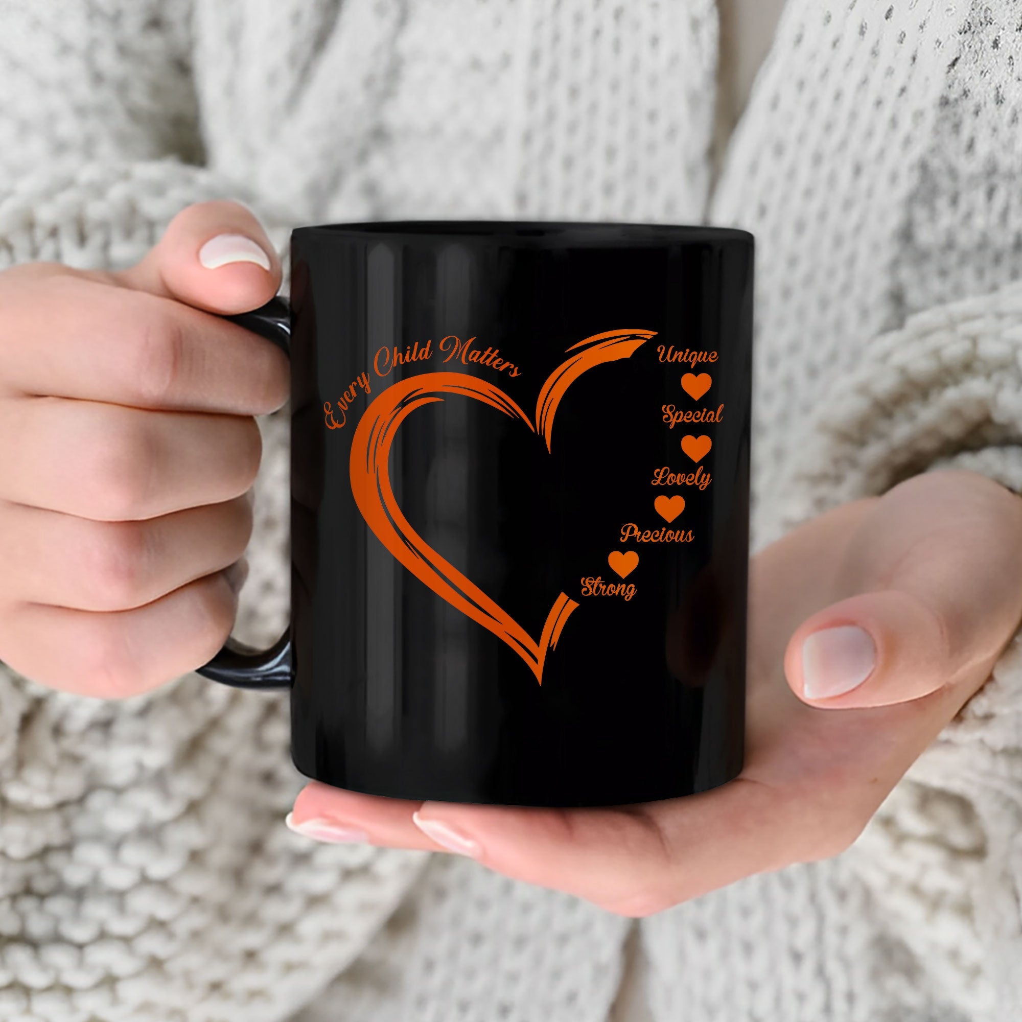 Every Child Matters Orange Heart Ceramic Coffee Mug