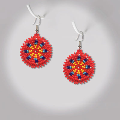 SALE 30% OFF - Cute Round Red Beaded Handmade Earrings For Women