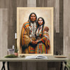 Custom Native American Couple Standing Photo Canvas Art Gift Home Decor