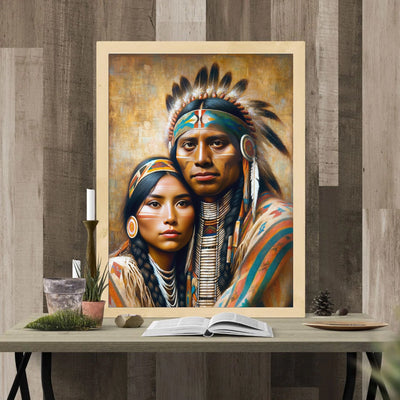 Custom Native American Couple Portrait Photo Canvas Art Gift Home Decor