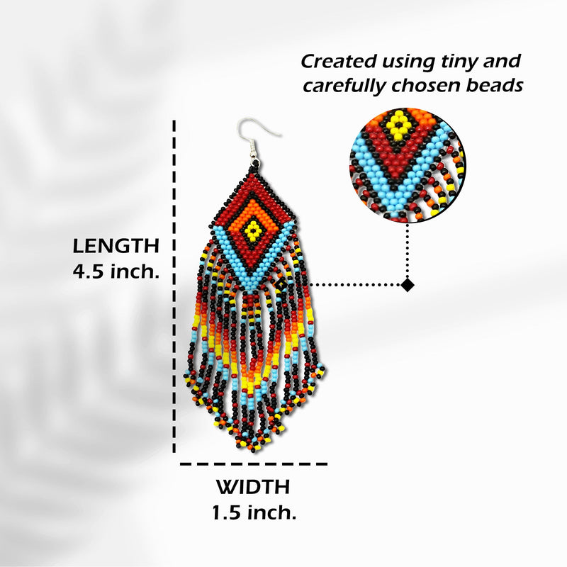 SALE 30% OFF - Native Style Multi-Color Long Beaded Handmade Earrings For Women