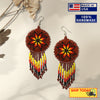 SALE 30% OFF -  Brown Fire Color Flower Round Beaded Handmade Earrings For Women