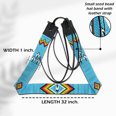 SALE 30% OFF - Turquoise Blue Red Black man’s Symbol Beadwork Cowboy Hat Band Waist Belt IBL