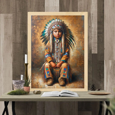 Custom Native American Child Photo Canvas Art Gift Home Decor