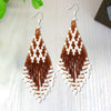 SALE 30% OFF - Seed Bead Brown Pattern Beaded Handmade Earrings For Women