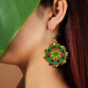 SALE 30% OFF - Cute Round Green Beaded Handmade Earrings For Women