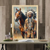 Custom Native American Chief And The Horse Standing Portrait Photo Canvas Art Gift Home Decor