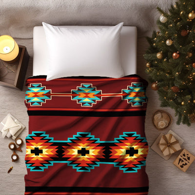 Native American Style Brown Pattern  Soft and Warm Fleece Blanket