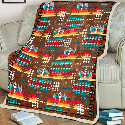 Native American Style Brown Pattern Soft And Warm Fleece Blanket