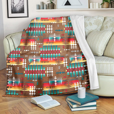 Native American Style Brown Pattern Soft And Warm Fleece Blanket