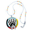 SALE 30% OFF - Bear Paw Handmade Beaded Wire Necklace Pendant Unisex With Native American Style