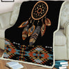 Native American Style Black Big Dreamcatcher Soft And Warm Fleece Blanket