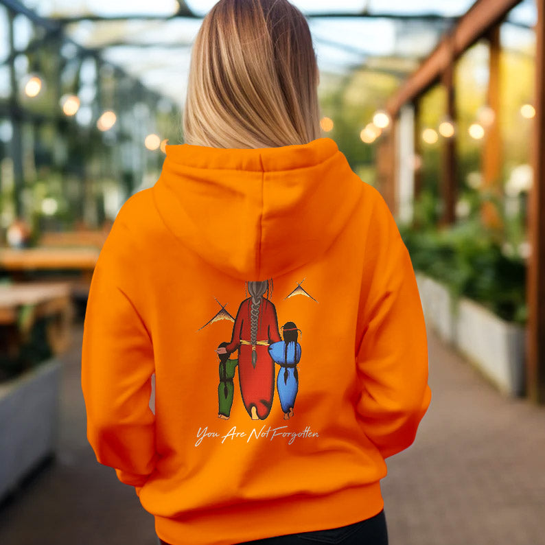 Every Child Matters  Grandma With Grandniece Orange Indigenous Unisex Back T-Shirt/Hoodie/Sweatshirt