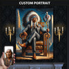 Custom Native American Chief And Scepter Sitting Portrait Photo Canvas Art Gift Home Decor