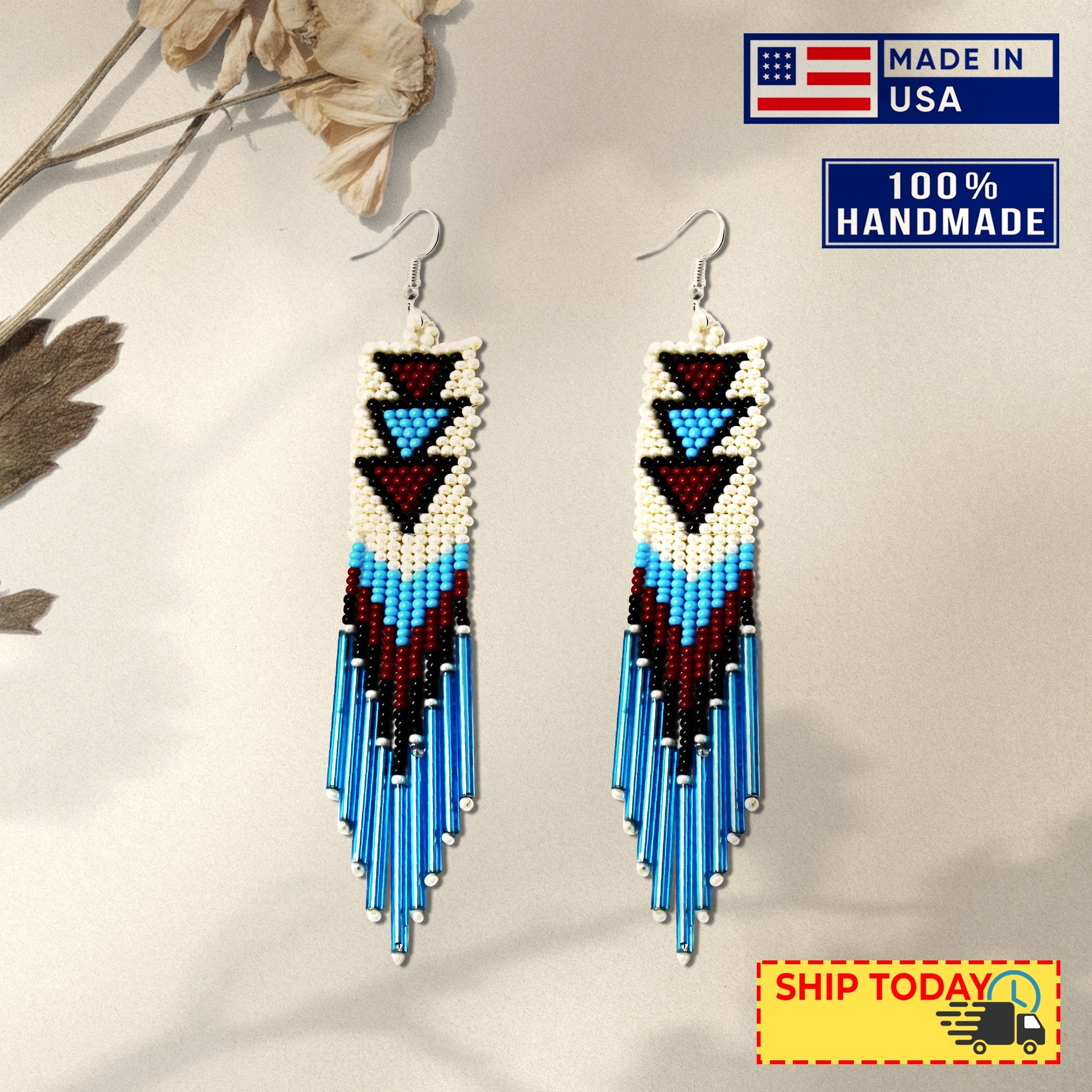 SALE 30% OFF -  Long Beaded Handmade Hook Earrings For Women