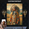 Custom Native American Chief Standing Portrait Photo Canvas Art Gift Home Decor