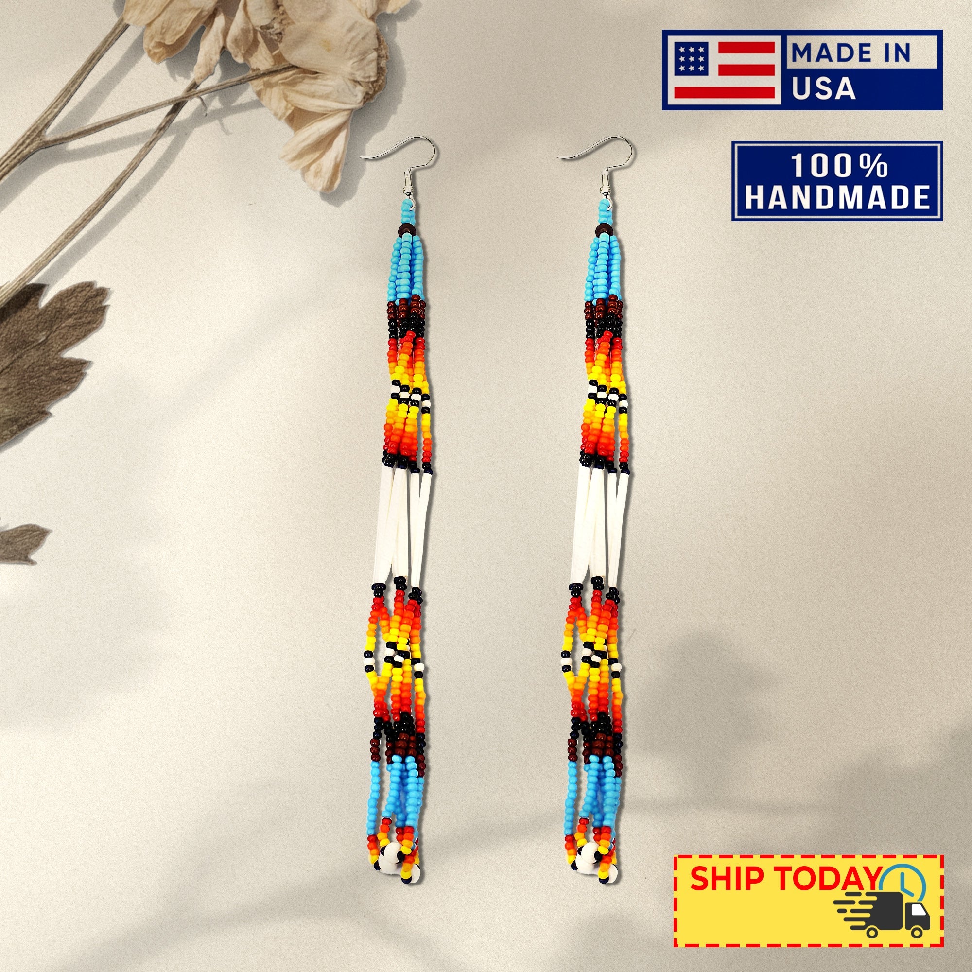 SALE 30% OFF - Multi-Color Long Beaded Handmade Earrings For Women