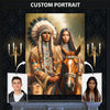 Custom Native American Couple And the Horse Photo Canvas Art Gift Home Decor