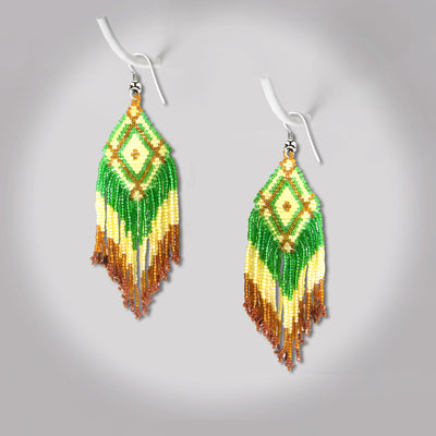 SALE 30% OFF -  Green Seed Bead Pattern Beaded Handmade Earrings For Women