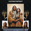 Custom Native American Couple Standing Photo Canvas Art Gift Home Decor