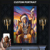 Custom Native American Chief And Scepter Sitting Portrait Photo Canvas Art Gift Home Decor