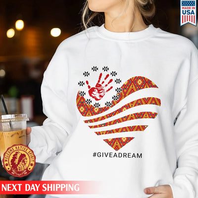 Give A Dream MMIW Red Hand On Orange Heart Unisex T-Shirt/Hoodie/Sweatshirt