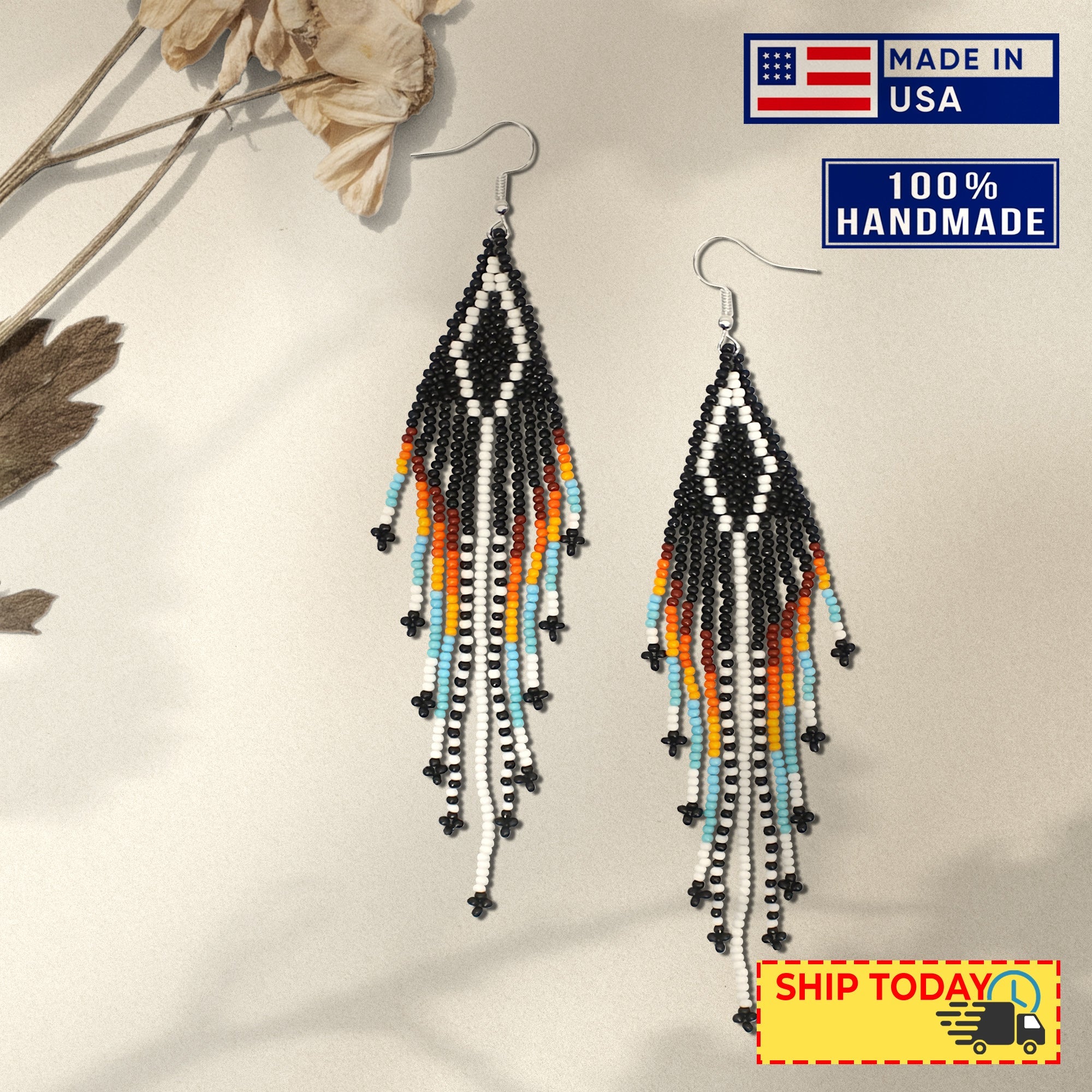 SALE 30% OFF - Sun Multi-Color Hook Beaded Handmade Earrings For Women