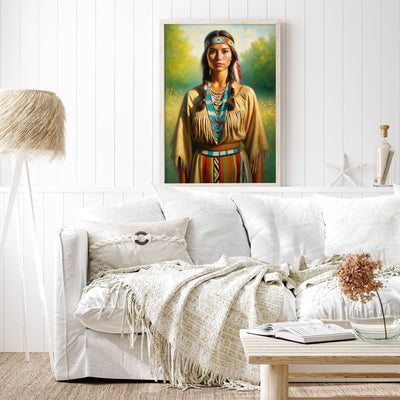 Custom Native American Women Standing Photo Canvas Art Gift Home Decor