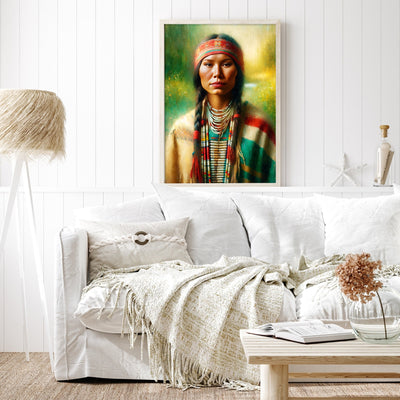 Custom Native American Women Portrait Photo Canvas Art Gift Home Decor