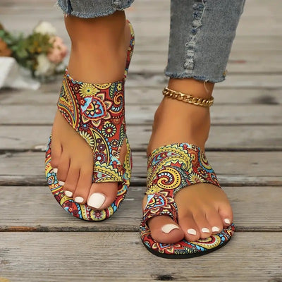 Slide Sandals Women's Ethnic Style Flower Pattern - Best for Gift, Daily And Beach 02