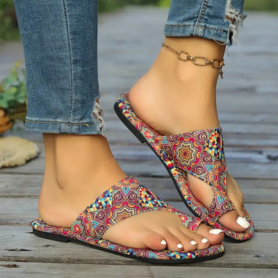 Slide Sandals Women's Ethnic Style Flower Pattern - Best for Gift, Daily And Beach 02