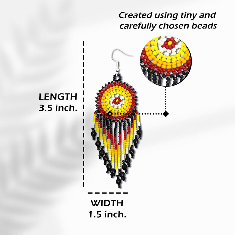 SALE 30% OFF - Black Medallion Beaded Handmade Earrings For Women