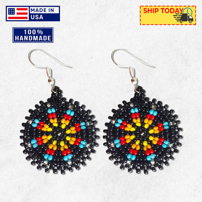 SALE 30% OFF - Cute Round Black Beaded Handmade Earrings For Women