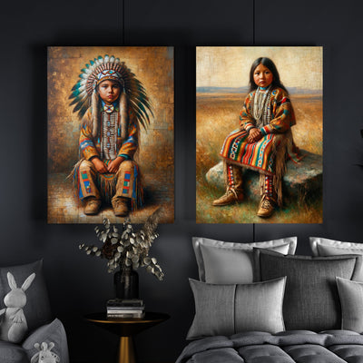 Custom Native American Child Photo Canvas Art Gift Home Decor