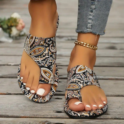 Slide Sandals Women's Ethnic Style Flower Pattern - Best for Gift, Daily And Beach 01