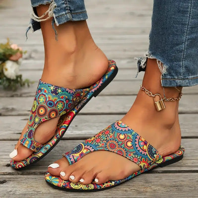 Slide Sandals Women's Ethnic Style Flower Pattern - Best for Gift, Daily And Beach 01