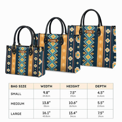 Personalized Leather Handbag for Women - Design Patten Boho Aztec Style LB09