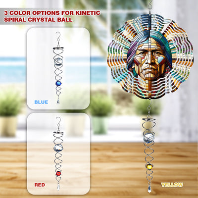 Colorful Native American Geronimo Chief Wind Spinner 013